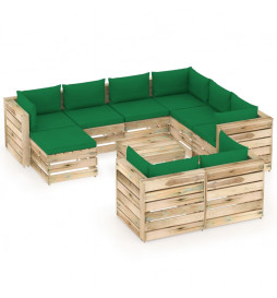 Salon de jardin 10 pcs avec...