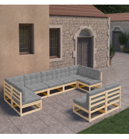 Salon de jardin 9 pcs avec...