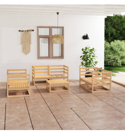 Salon de jardin 7 pcs Bois...