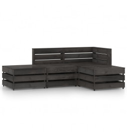 Salon de jardin 4 pcs Bois...