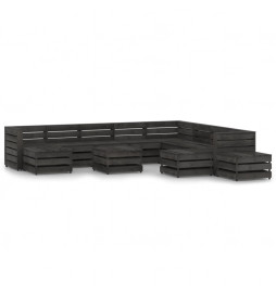 Salon de jardin 12 pcs Bois...