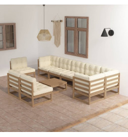 Salon de jardin 10 pcs avec...