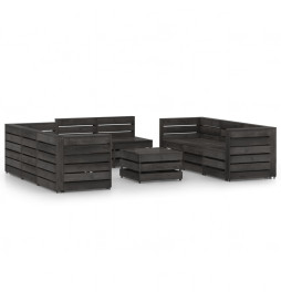 Salon de jardin 9 pcs Bois...