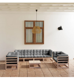 Salon de jardin 9 pcs avec...