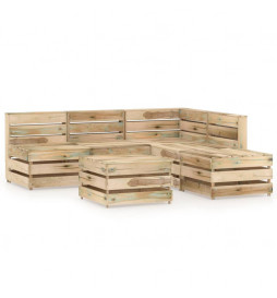 Salon de jardin 6 pcs Bois...