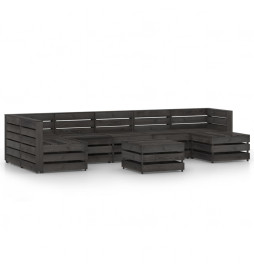 Salon de jardin 8 pcs Bois...
