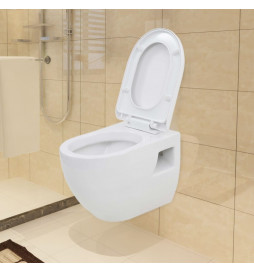 WC suspendu en céramique Blanc