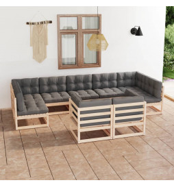 Salon de jardin 9 pcs avec...