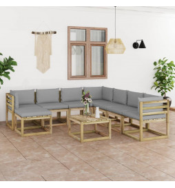 Salon de jardin 9 pcs avec...