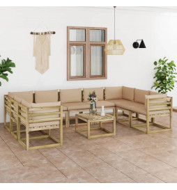 Salon de jardin 10 pcs avec...