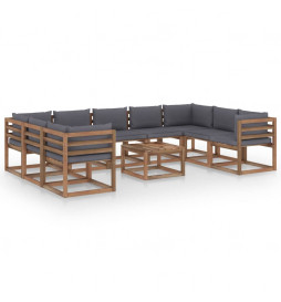 Salon de jardin 10 pcs avec...