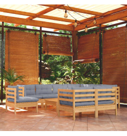 Salon de jardin 10 pcs avec...