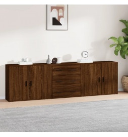 Buffets 3 pcs Chêne marron...