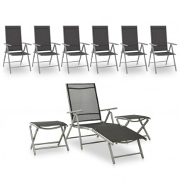 Salon de jardin 9 pcs Noir...