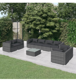 Salon de jardin 9 pcs avec...