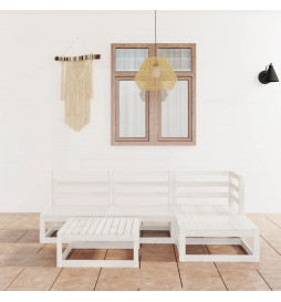 Salon de jardin 5 pcs Blanc...