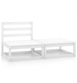 Salon de jardin 2 pcs Blanc...