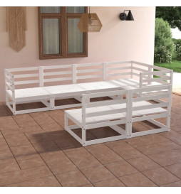 Salon de jardin 7 pcs Blanc...