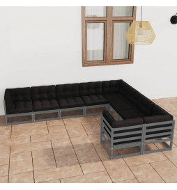 Salon de jardin 9 pcs avec...