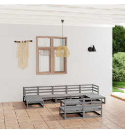 Salon de jardin 10 pcs Bois...