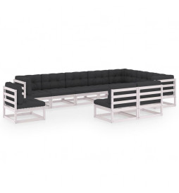 Salon de jardin 10 pcs avec...