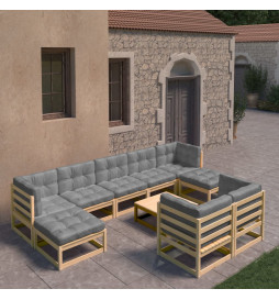 Salon de jardin 10 pcs avec...