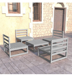 Salon de jardin 5 pcs Gris...