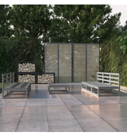 Salon de jardin 7 pcs Gris...