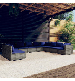 Salon de jardin 10 pcs avec...
