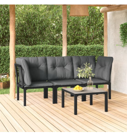 Salon de jardin 4 pcs noir...
