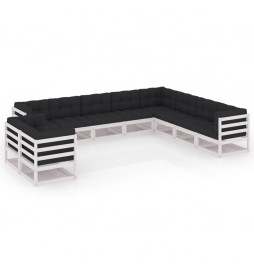 Salon de jardin 10 pcs avec...