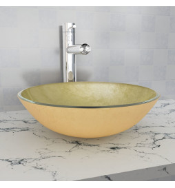 Lavabo Verre trempé 42 cm Doré