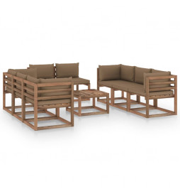 Salon de jardin 9 pcs avec...