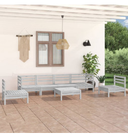 Salon de jardin 7 pcs Blanc...