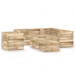 Salon de jardin 8 pcs Bois...