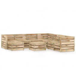 Salon de jardin 9 pcs Bois...