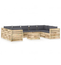 Salon de jardin 10 pcs avec...
