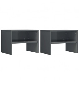 2 pcs Tables de chevet Gris...