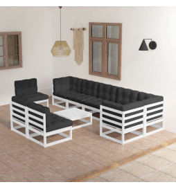 Salon de jardin 10 pcs avec...