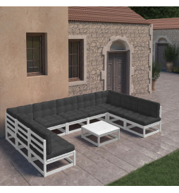 Salon de jardin 10 pcs avec...