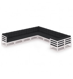 Salon de jardin 10 pcs avec...