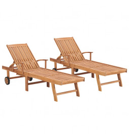 Chaises longues 2 pcs Bois...
