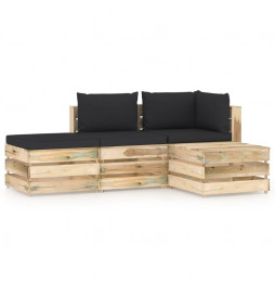 Salon de jardin 4 pcs avec...