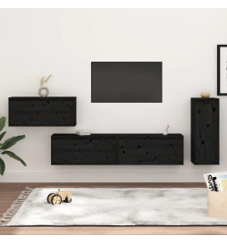 Meubles TV 4 pcs Noir Bois...