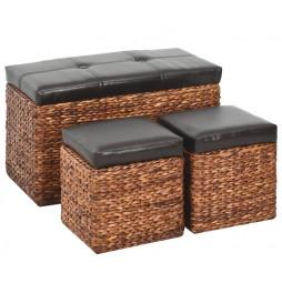 Banc avec 2 poufs Jacinthe...