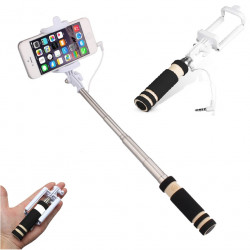 Mini Perche Selfie pour Smartphone avec Cable Jack Selfie Stick Android IOS Réglable Bouton Photo 