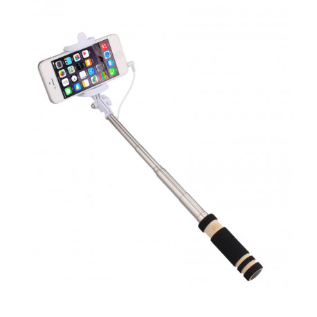 Mini Perche Selfie pour Smartphone avec Cable Jack Selfie Stick Android IOS Réglable Bouton Photo 