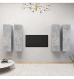 Meubles TV 4 pcs Gris béton...
