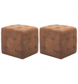 2 pcs Poufs Marron 30 x 30...