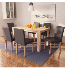 Table et chaises 7 pcs Cuir...